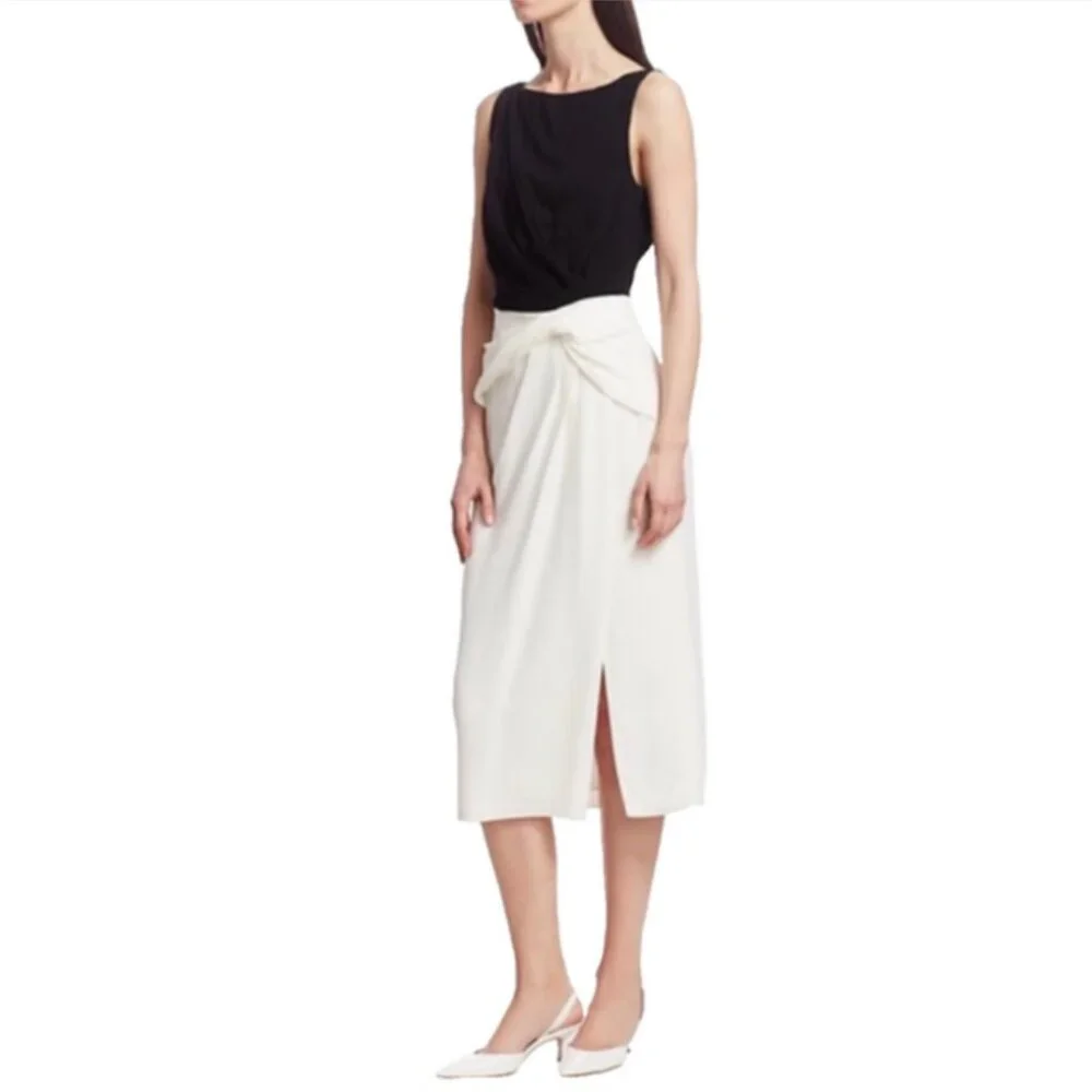 NWOT Jason Wu Collection Two Tone Crepe Sheath Dress In Black Chalk